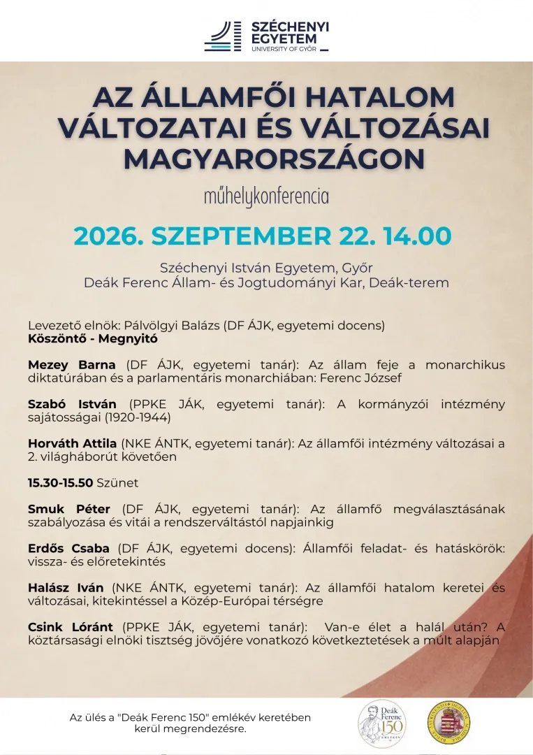 Műhelykonferencia - Az államfői hatalom változatai és változásai Magyarországon